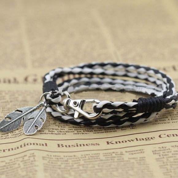 No Brand Jewelry - Leather Wrap Braided Wristband Bracelet Bangle